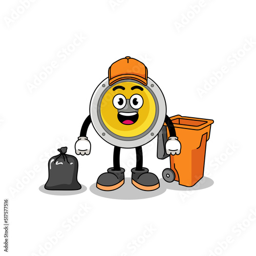 Illustration of speaker cartoon as a garbage collector