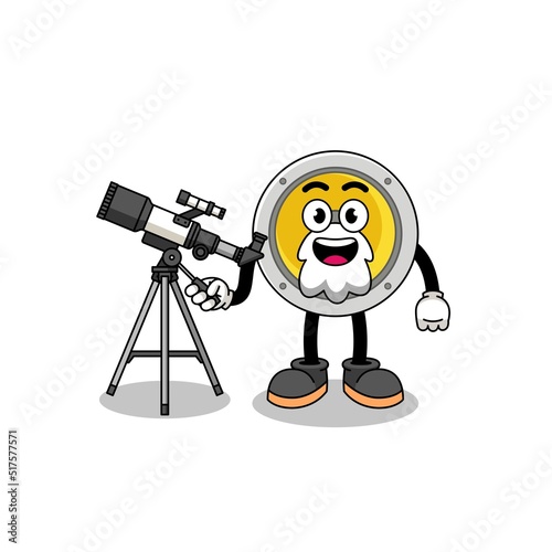Illustration of speaker mascot as an astronomer