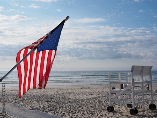 American beach and flag
