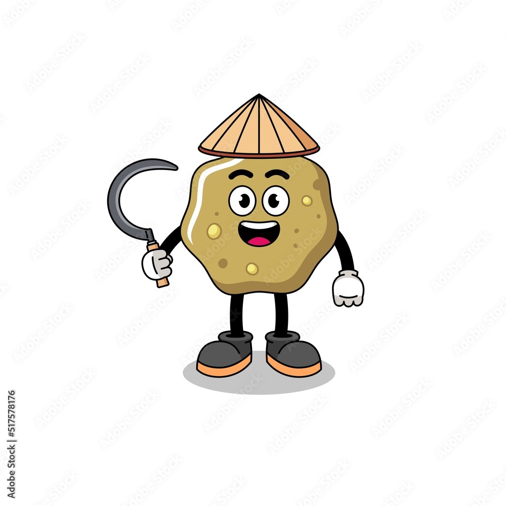 Illustration of loose stools as an asian farmer Illustration of loose stools as an asian farmer