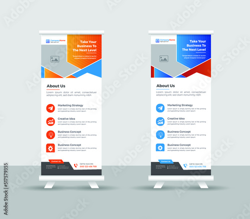 Business Roll up banner stand template design, modern portable stands corporate roll-up banner layout, pull up, vector illustration, business flyer, brochure, Corporate banner