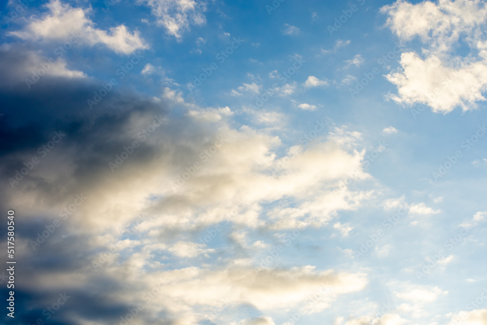 Obraz premium dark blue sunset sky with rain clouds.