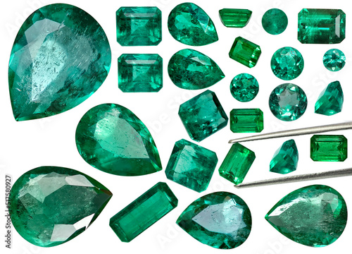 set of Colombian emeralds and gemstone for jewelry