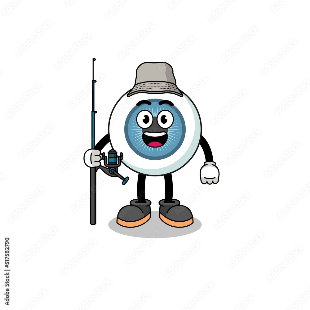 Mascot Illustration of eyeball fisherman Mascot Illustration of eyeball fisherman