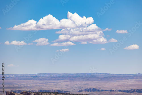 Fluffy clouds in the sky over the Arizona desert 