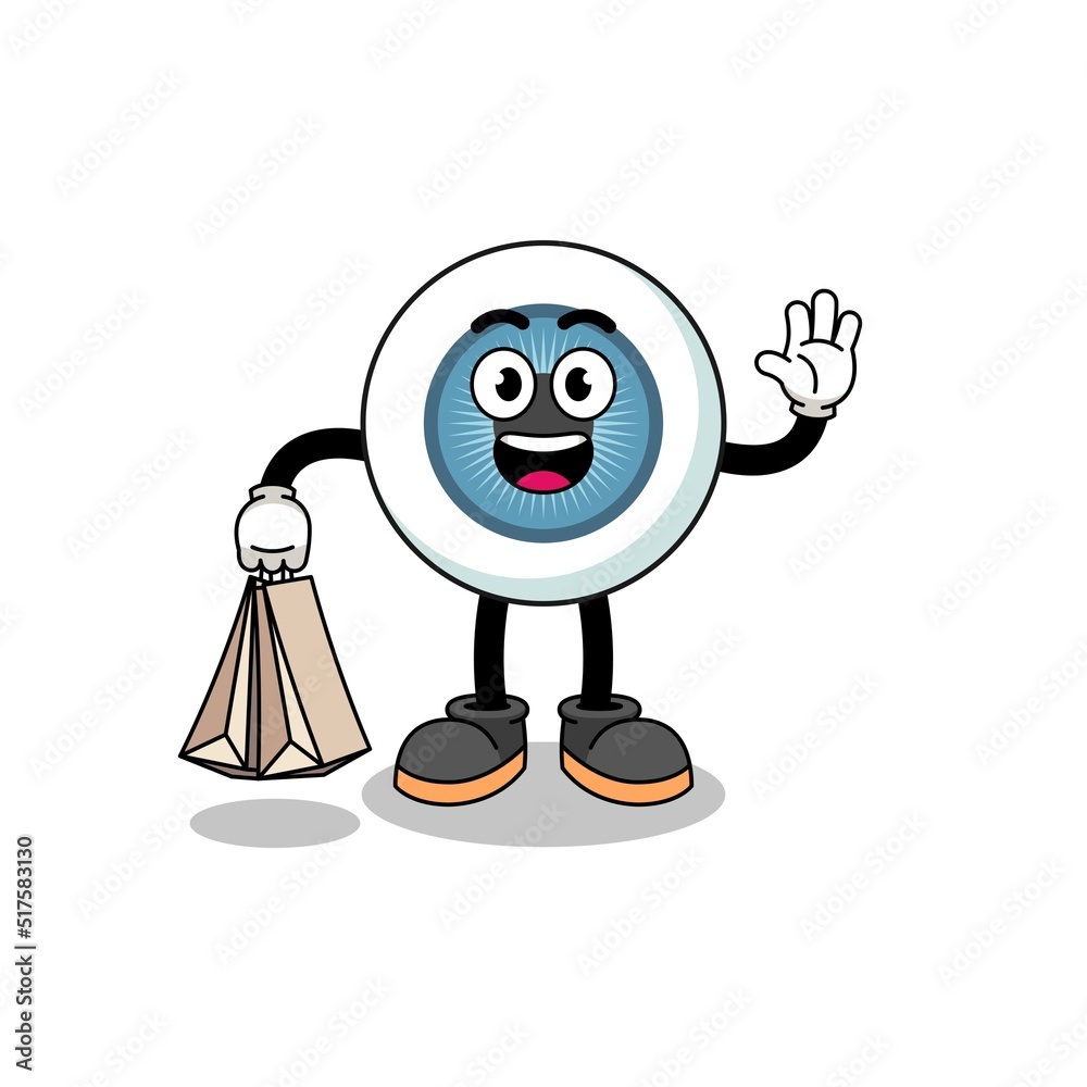 Cartoon of eyeball shopping