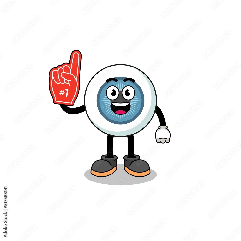 Cartoon mascot of eyeball number 1 fans Cartoon mascot of eyeball number 1 fans