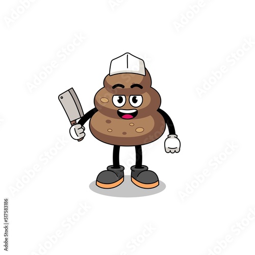 Mascot of poop as a butcher