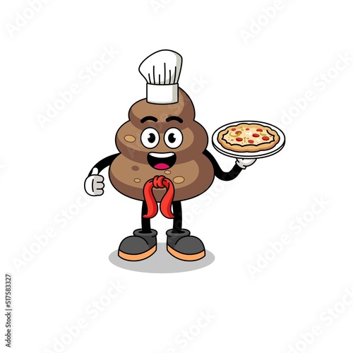 Illustration of poop as an italian chef