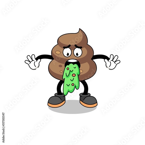 poop mascot cartoon vomiting