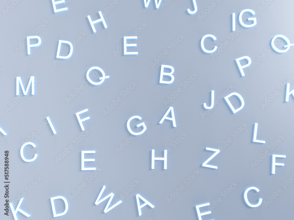 alphabets scattered on grey background alphabets scattered on grey background