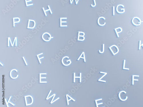 alphabets scattered on grey background
