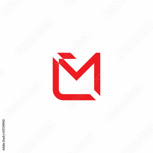 letter cm simple motion line geometric arrow logo vector