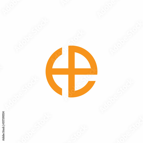 letter he yellow circle geometric line logo vector