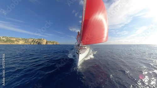 Navegar velero en el mediterráneo a toda vela photo