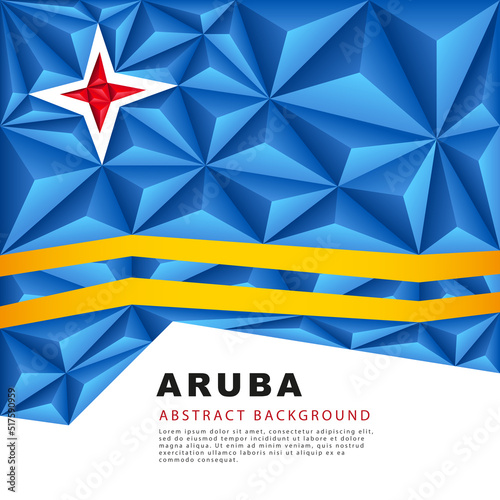 Aruba polygonal flag. Vector illustration. Abstract background in the form of colorful blue and yellow stripes photo