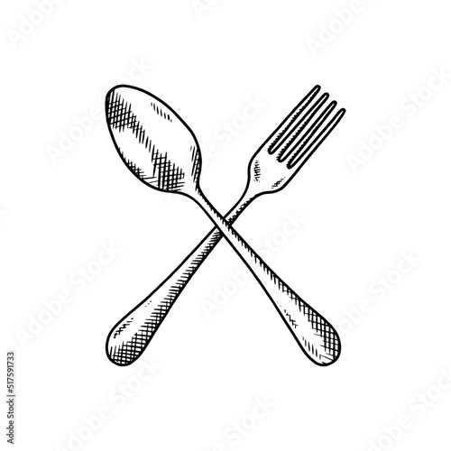 spoon and fork illustration vector isolated on white background