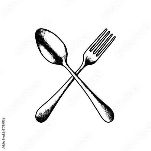 spoon and fork illustration vector isolated on white background