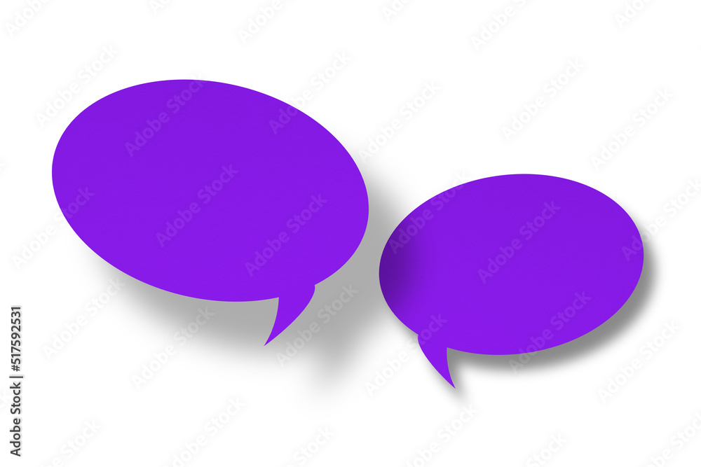 purple paper cut speech balloon shape with a white background. purple paper cut speech balloon shape with a white background.