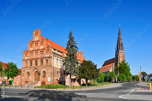 Former Town Hall (now the Cultural Center) in Chojna, West Pomeranian voivodeship, Poland. The Town Hall is a Gothic masterpiece, built in the 13th century and rebuilt photo
