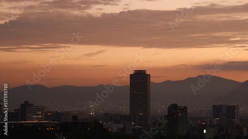 panoramic photo of a beautiful sunrise in mexico city