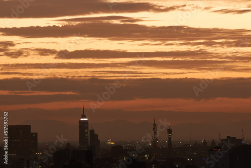 panoramic photo of a beautiful sunrise in mexico city