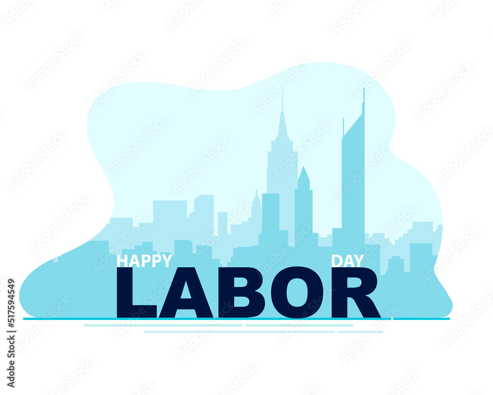 Happy Labor Day Downtown Landscape Flat
