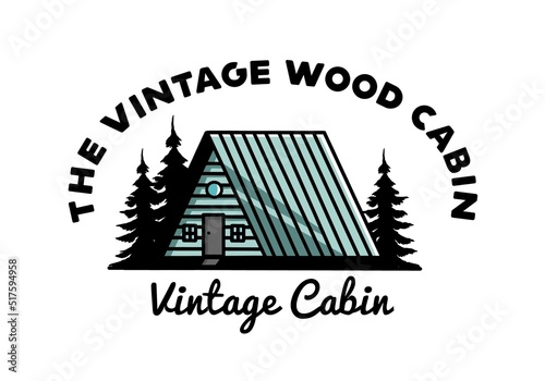 Vintage wood cabin illustration design