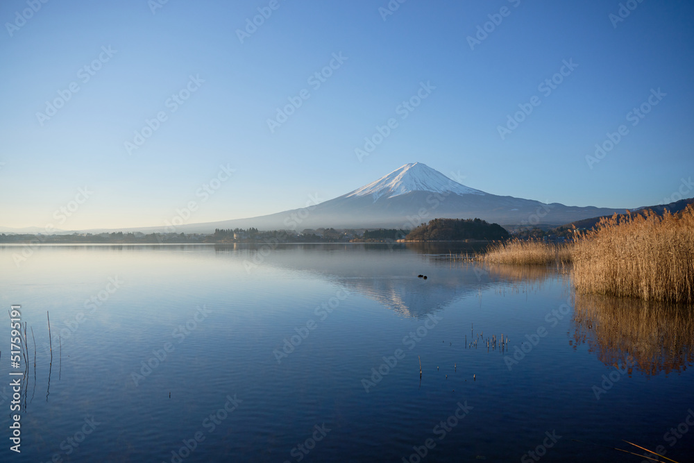 Mt.Fuji and Lake Kawaguchi in the morning mist