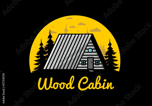 Vintage wood cabin illustration design