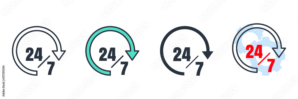 availability icon logo vector illustration. 24 7 hours service symbol template for graphic and web design collection availability icon logo vector illustration. 24 7 hours service symbol template for graphic and web design collection