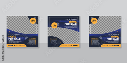 Modern house real estate sale social media banner template