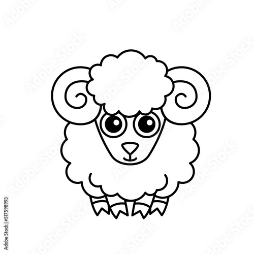 Farm animal for children coloring book. Funny vector sheep in a cartoon style