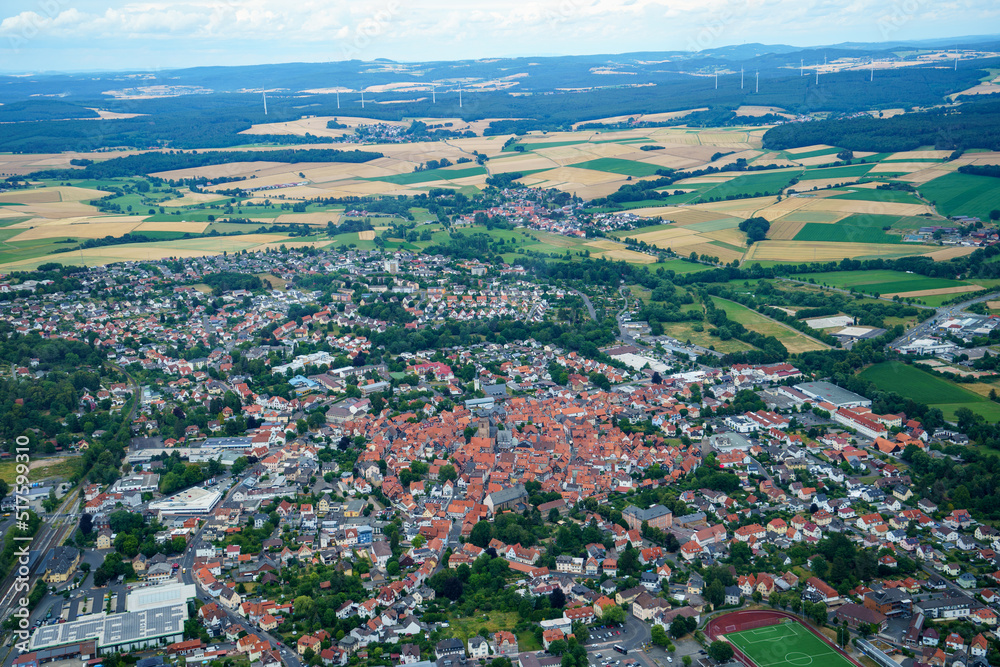 German village or town from above. Top view. Landscape.