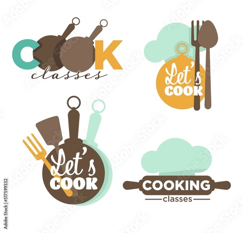 Kitchenware and cutlery cooking school or classes isolated icons vector
