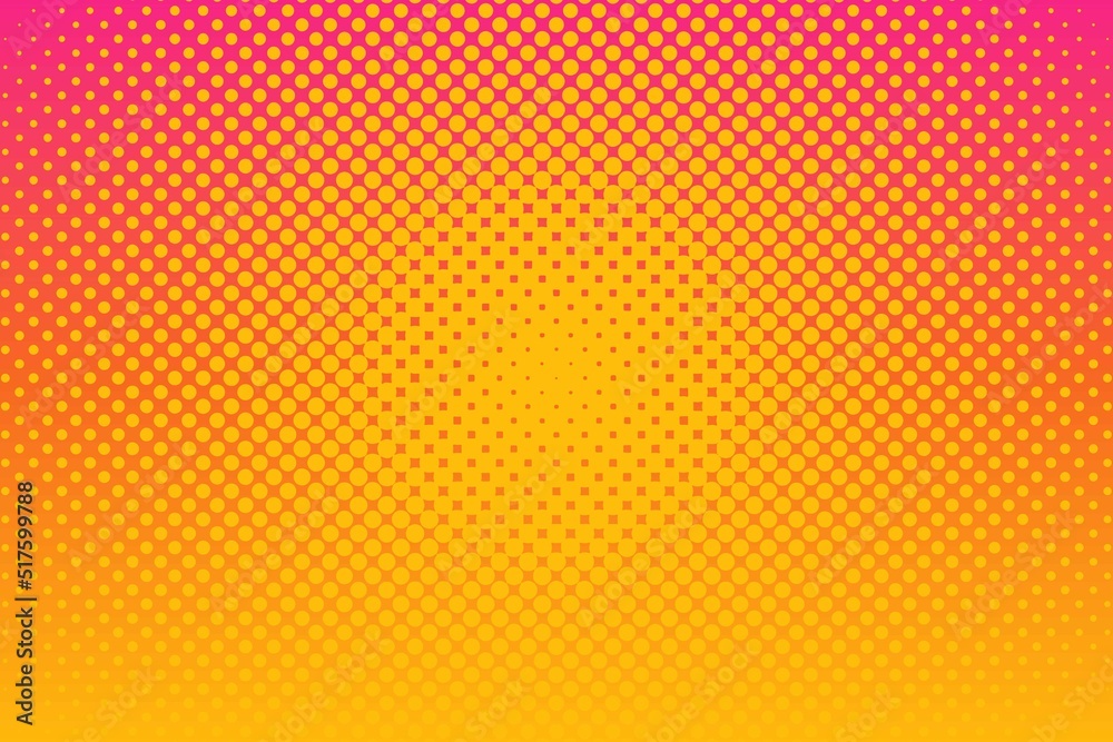 Pink yellow pop art background with halftone dots in retro comic style. Vector illustration. Pink yellow pop art background with halftone dots in retro comic style. Vector illustration.