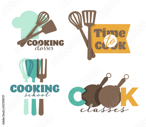 Kitchenware and cutlery cooking school or classes isolated icons vector