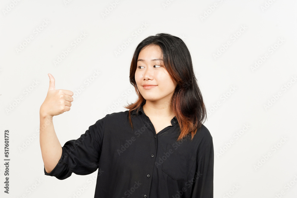 Showing thumbs up of Beautiful Asian Woman Isolated On White Background Showing thumbs up of Beautiful Asian Woman Isolated On White Background