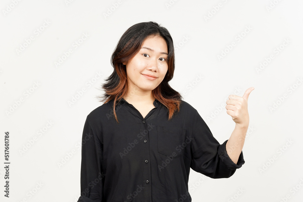Showing thumbs up of Beautiful Asian Woman Isolated On White Background Showing thumbs up of Beautiful Asian Woman Isolated On White Background