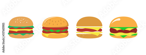 Burger icon set design template vector illustration