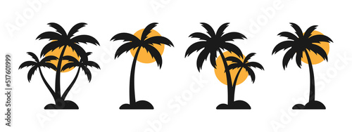 Palm tree beach icon set design template vector illustration