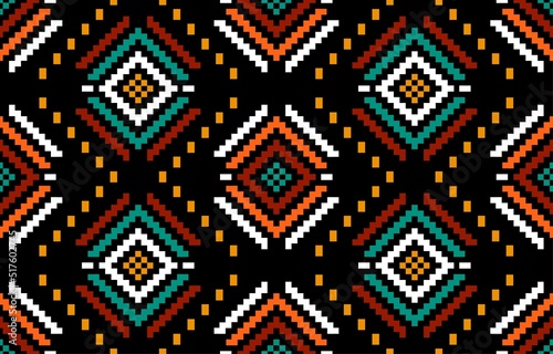 Geometric ethnic oriental seamless pattern traditional Design for background,carpet,wallpaper.clothing,wrapping,Batik fabric,Vector illustration.embroidery style, Sadu.