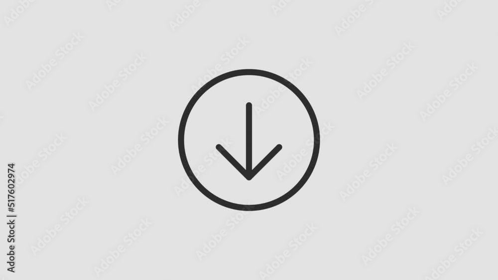 Bottom Direction Circle icon animation. Luma matte with transparent background 4K resolution 