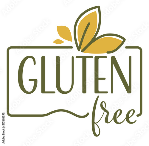 Vector illustration of gluten free words and cereal isolated on white.