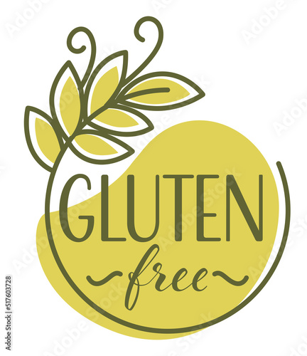 Vector illustration of gluten free words and cereal isolated on white.
