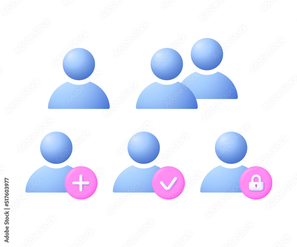 User 3d icon set. Symbol of login, avatar, person. Vector illustration. User 3d icon set. Symbol of login, avatar, person. Vector illustration.