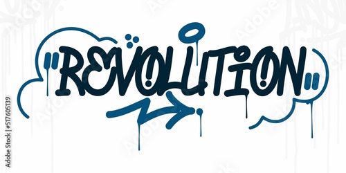 Abstract Hip Hop Hand Written Urban Street Art Graffiti Style Word Revolution Vector Illustration Template