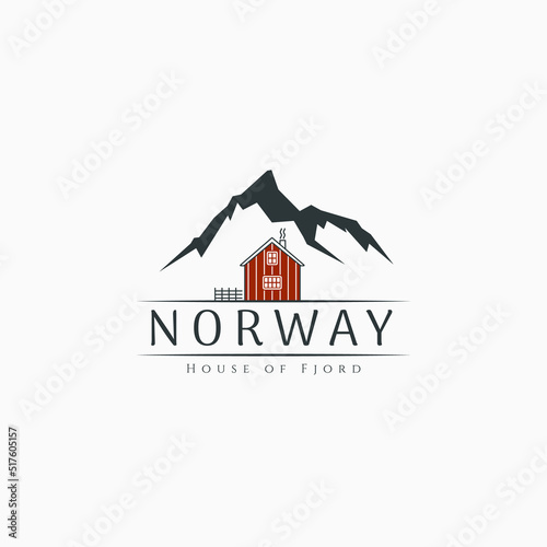 Norway fjord red house logo design
