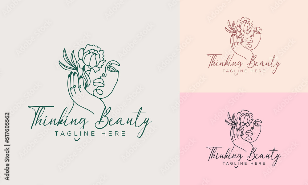 Set of Spa element Hand Drawn Logo with body and Leaves. Logo for spa and beauty salon, boutique, massage therapy, organic shop, relaxation, woman body, interior, yoga, cosmetics, jewelry store