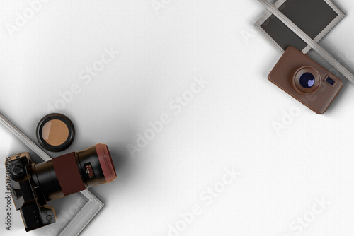 3d rendering camera on the wal. World photography day